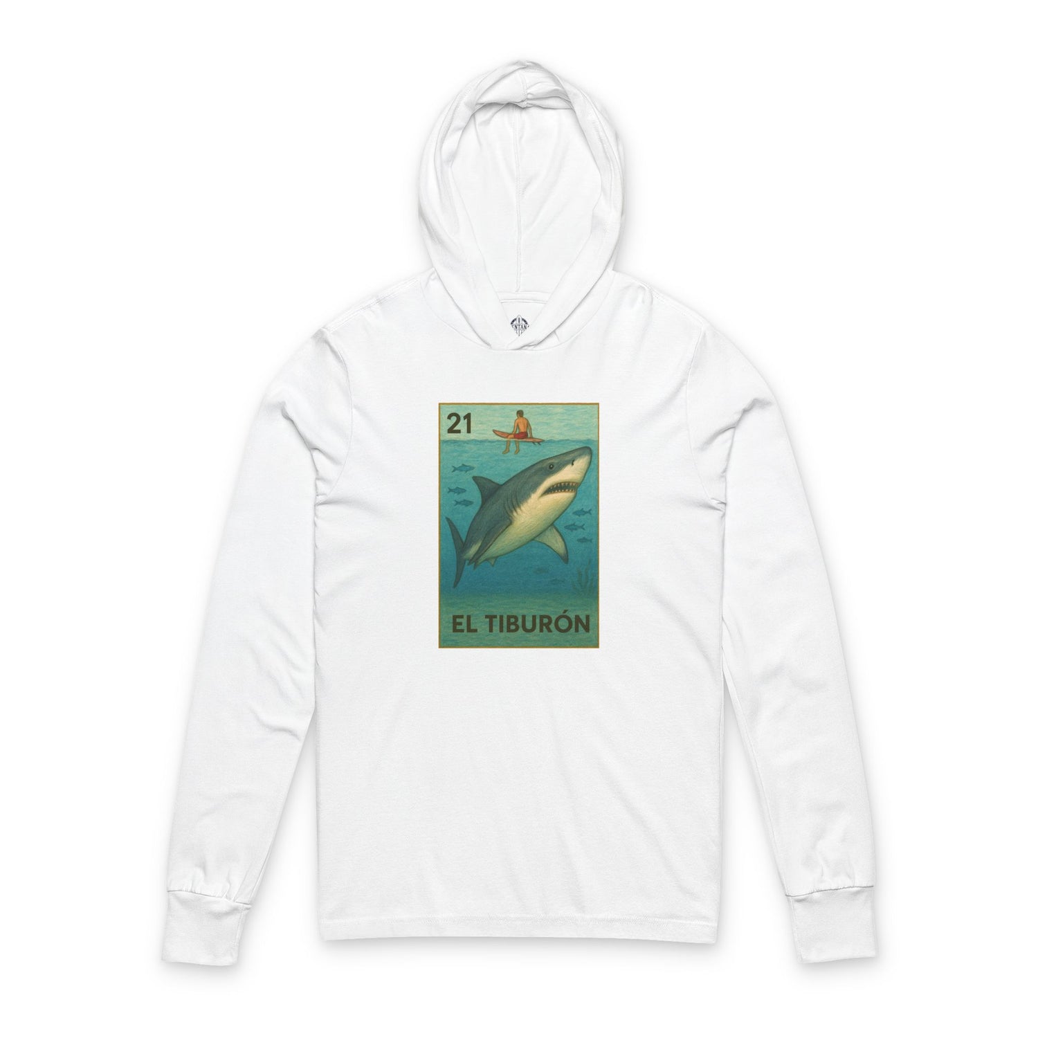 Shark Lotería Unisex - Cotton Hooded Long Sleeve Hooded T-Shirt (El Tiburón)