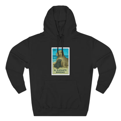 Elephant Seal Lotería Unisex - Pull-Over Cotton Blend Fleece Hoodie (El Elefanto Marino)