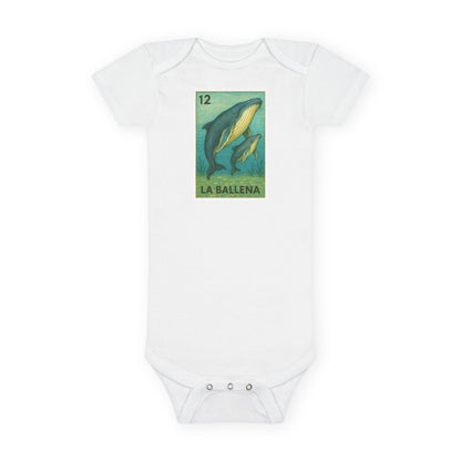 Whale Lotería - Baby Short Sleeve 100% Cotton Onesie (La Ballena)