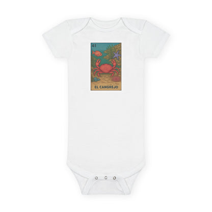 Crab Lotería - Baby Short Sleeve 100% Cotton Onesie (El Cangrejo)