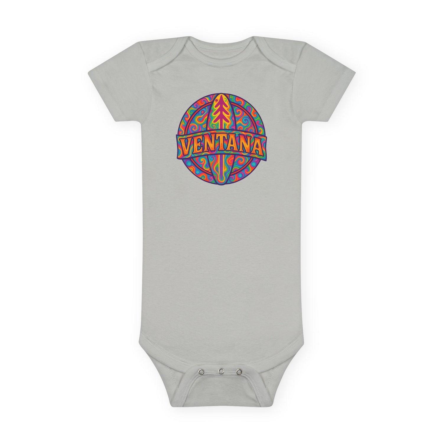 Ventana Psychedelic Treefish Logo - Baby Short Sleeve 100% Cotton Onesie