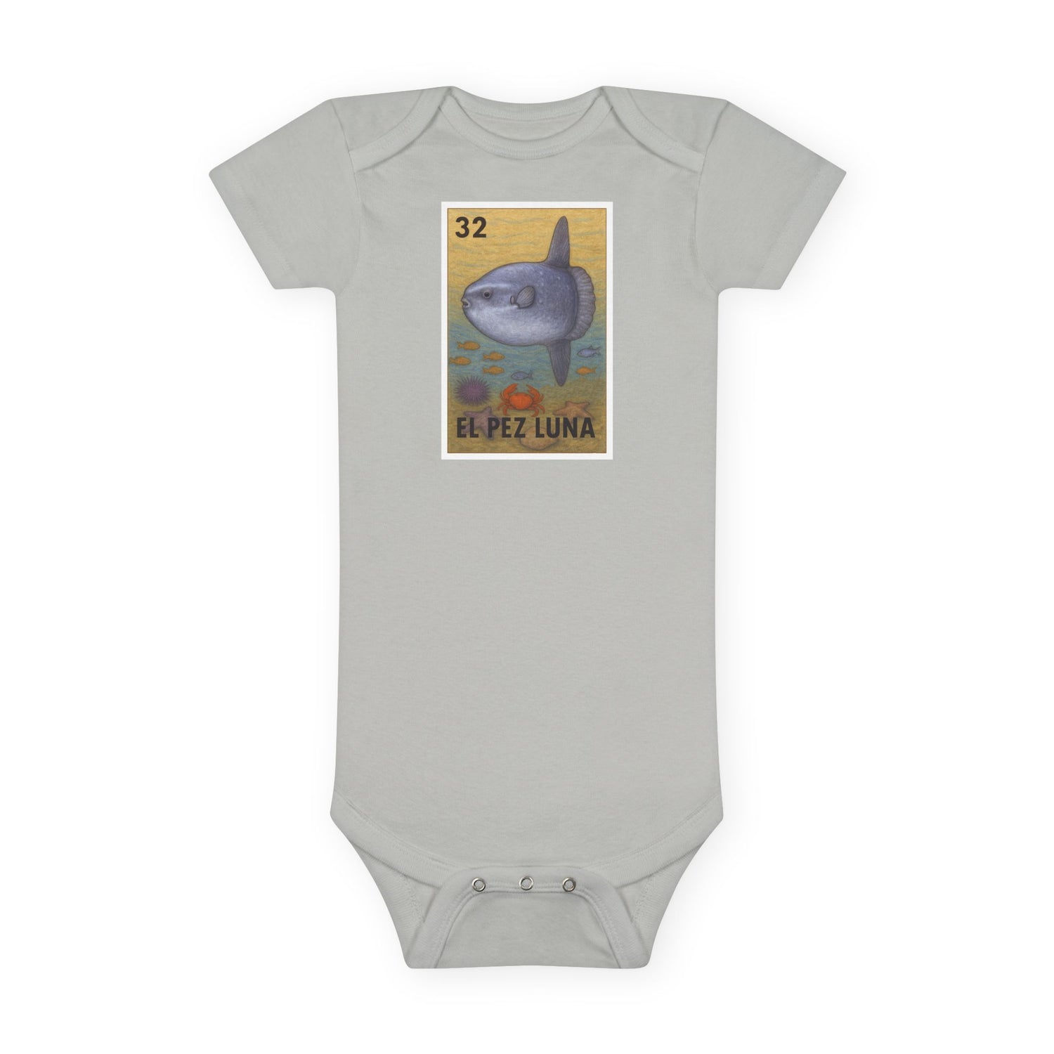 Sunfish Lotería - Baby Short Sleeve 100% Cotton Onesie (El Pez Luna)
