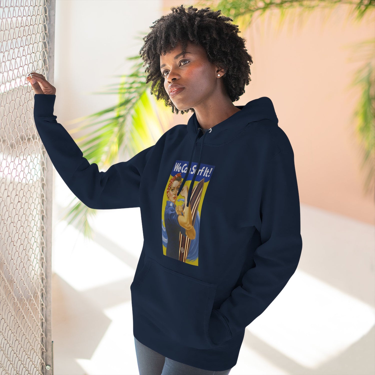 Rosie the Surfer - Pull-Over Cotton Blend Fleece Hoodie