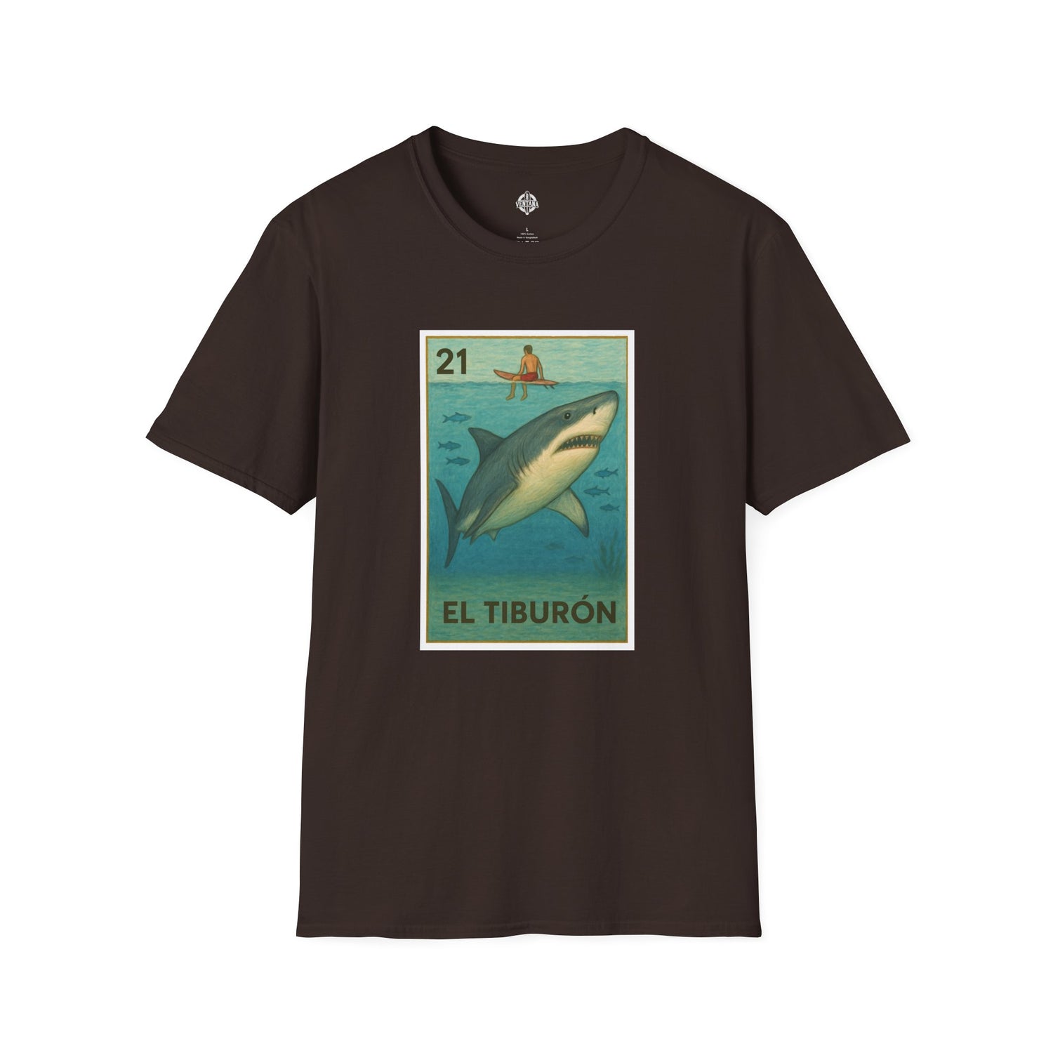 Shark Lotería Unisex - Soft Style U.S. Cotton T-Shirt (El Tiburón)