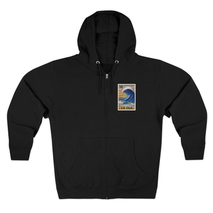 Wave Lotería Unisex - Zip Cotton Blend Fleece Hoodie (La Ola)