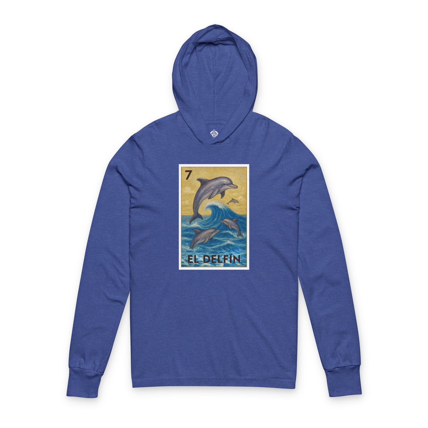 Dolphin Lotería Unisex - Cotton Hooded Long Sleeve Hooded T-Shirt (El Delfín)