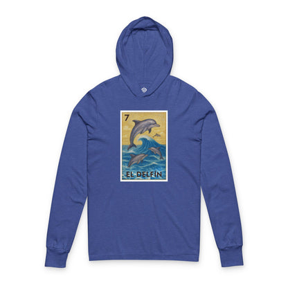 Dolphin Lotería Unisex - Cotton Hooded Long Sleeve Hooded T-Shirt (El Delfín)