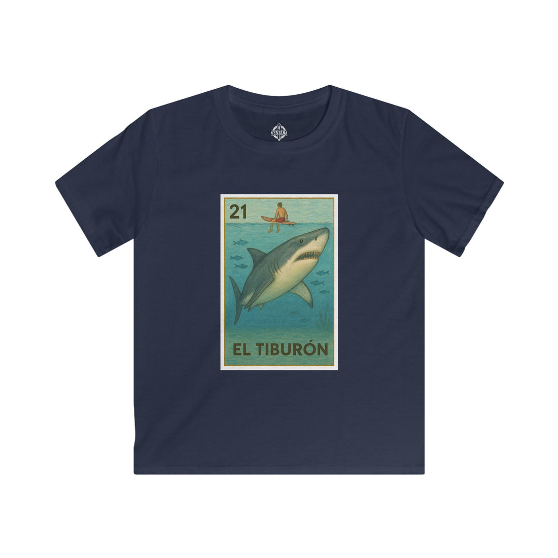 Shark Lotería Kids - Soft Style U.S. Cotton T-Shirt (El Tiburón)