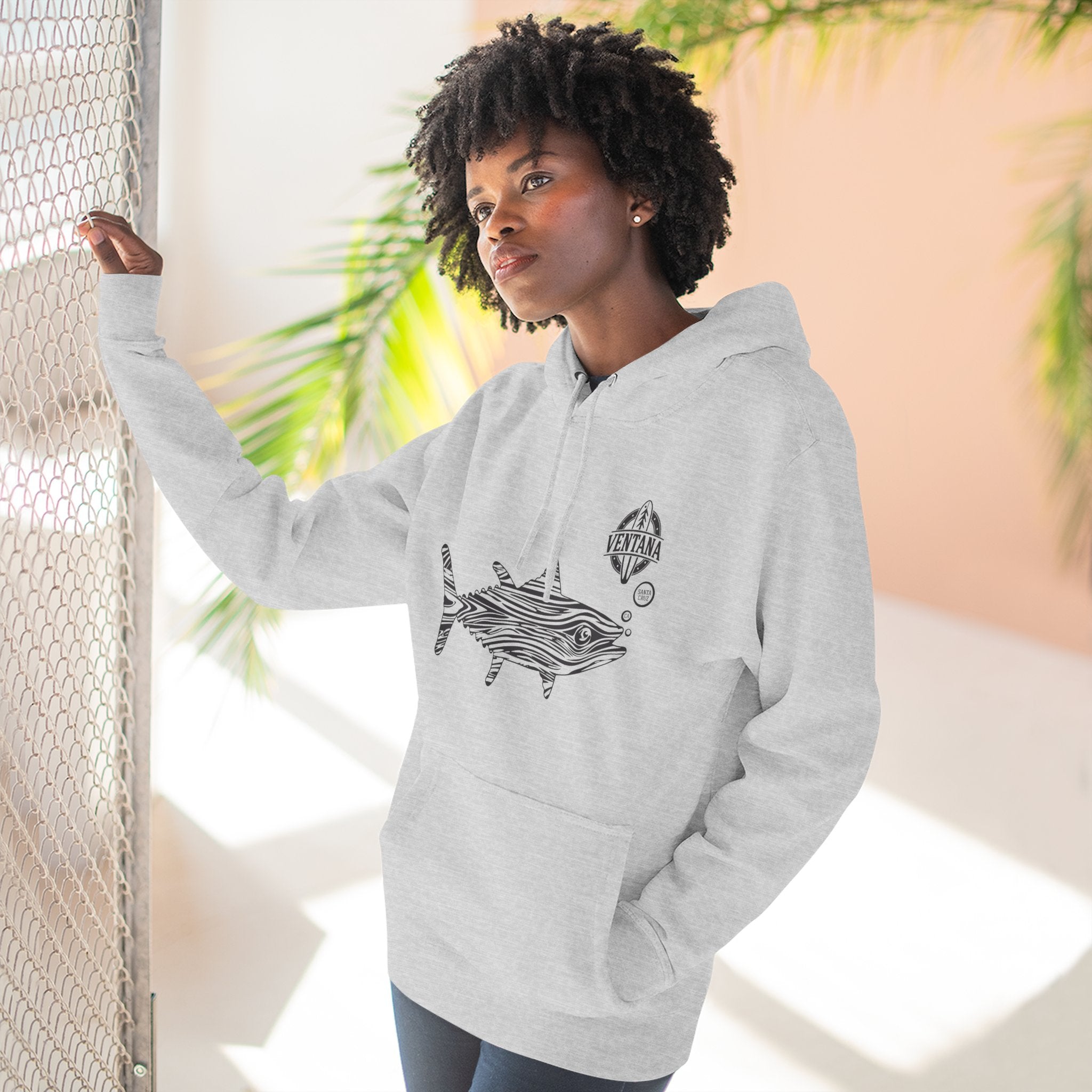 Ventana Wooden Tuna Unisex - Pull-Over Cotton Blend Fleece Hoodie