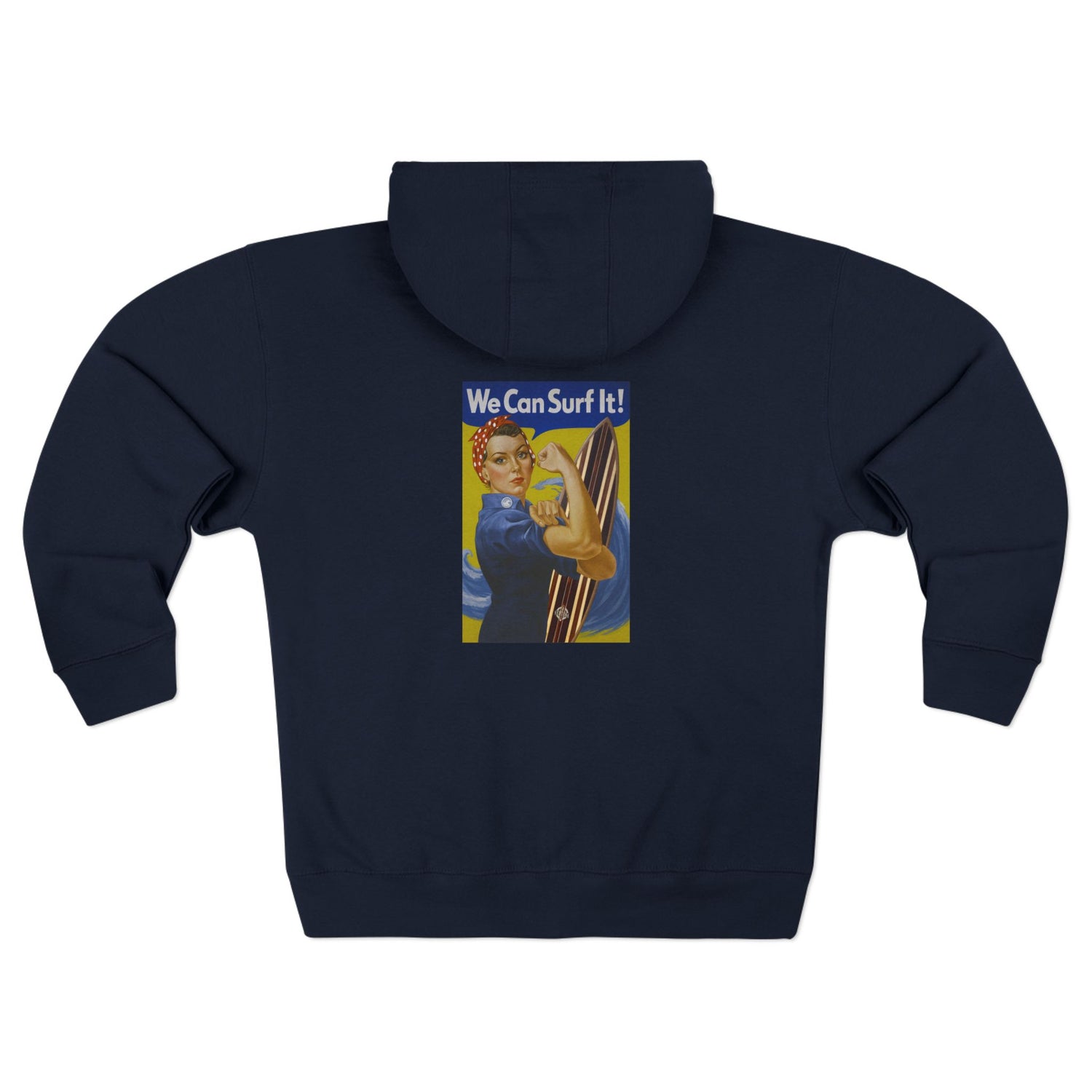 Rosie the Surfer Unisex - Zip Cotton Blend Fleece Hoodie
