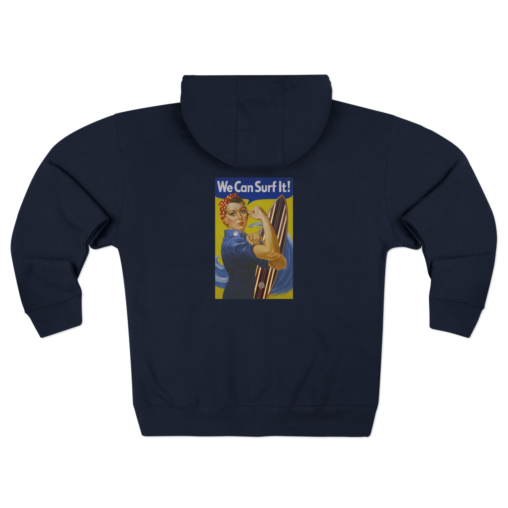 Rosie the Surfer Unisex - Zip Cotton Blend Fleece Hoodie