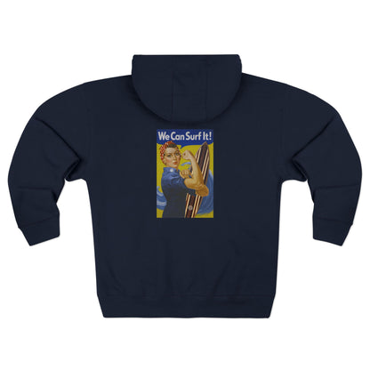 Rosie the Surfer Unisex - Zip Cotton Blend Fleece Hoodie
