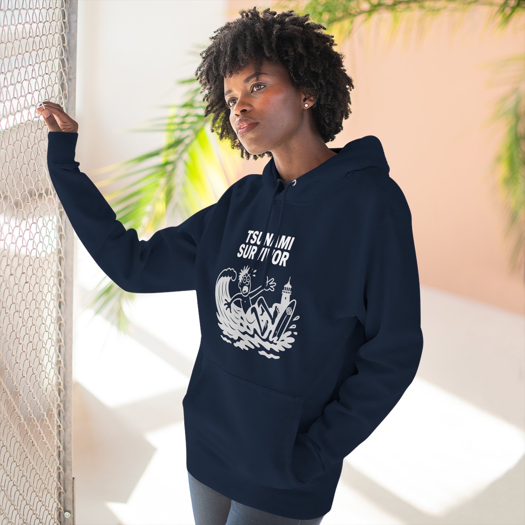Tsunami Survivor Unisex - Pull-Over Cotton Blend Fleece Hoodie