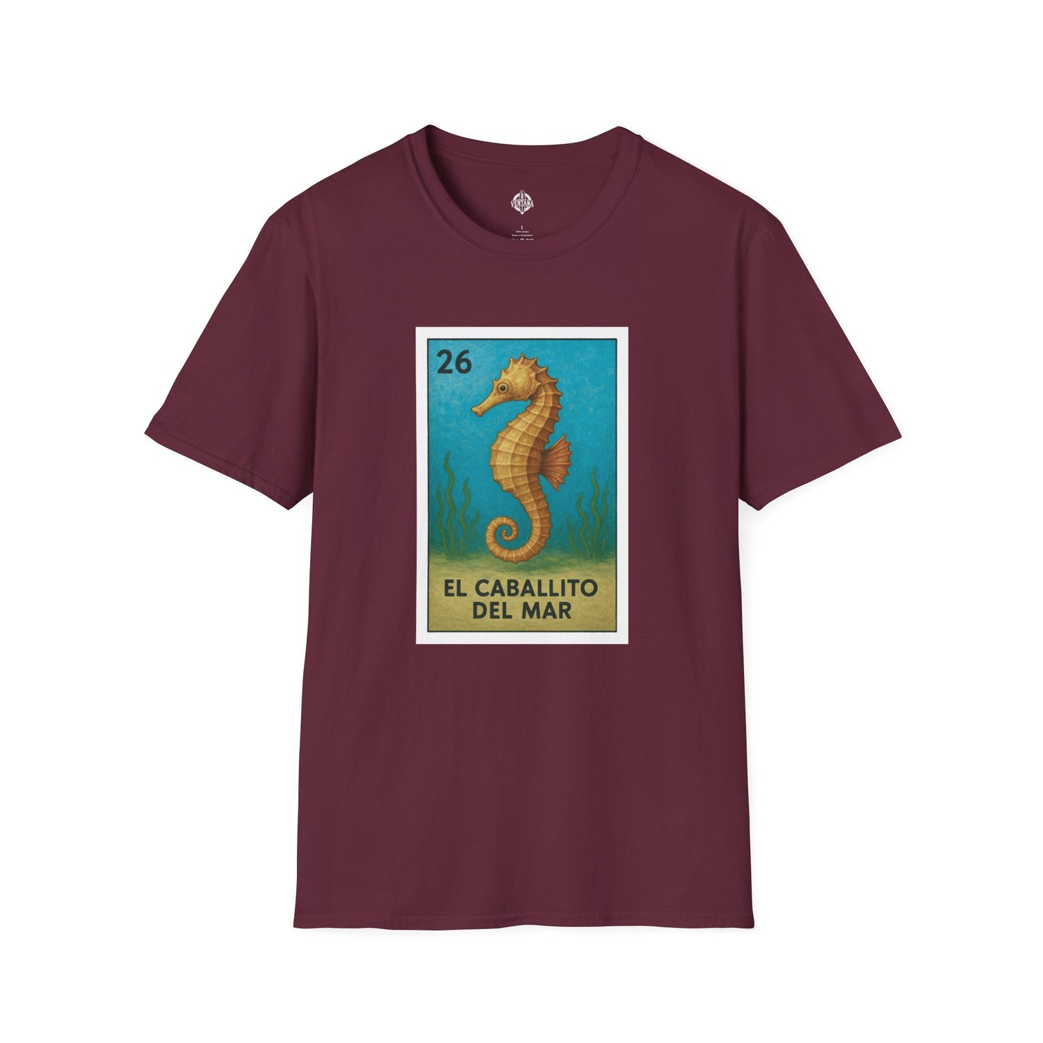 Seahorse Lotería Unisex - Soft Style U.S. Cotton T-Shirt (El Caballito del Mar)