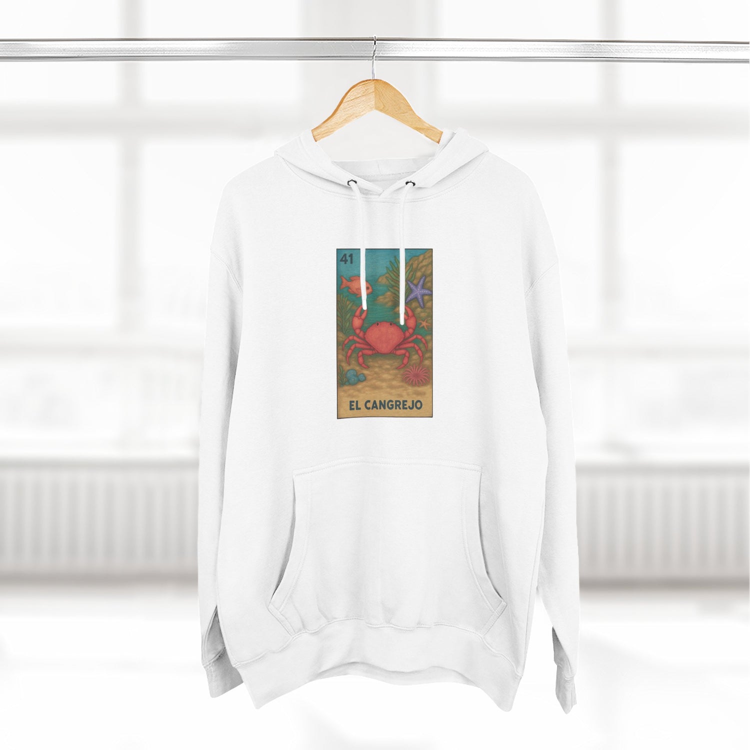 Crab Lotería Unisex - Pull-Over Cotton Blend Fleece Hoodie (El Cangrejo)