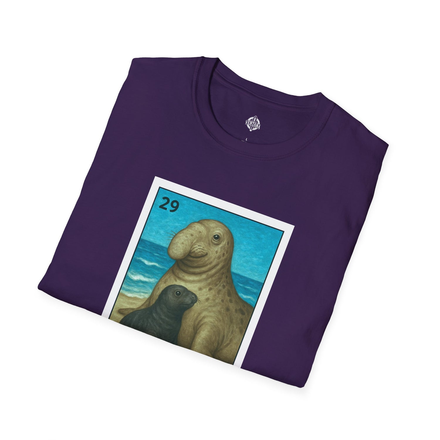 Elephant Seal Lotería Unisex - Soft Style U.S. Cotton T-Shirt (El Elefante Marino)