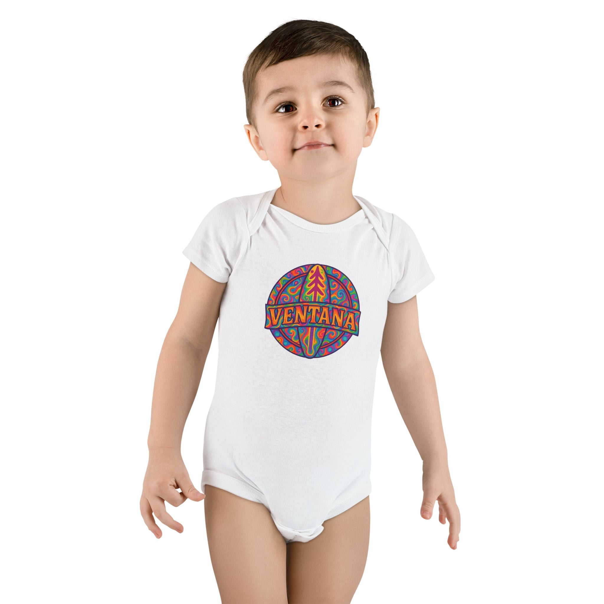 Ventana Psychedelic Treefish Logo - Baby Short Sleeve 100% Cotton Onesie