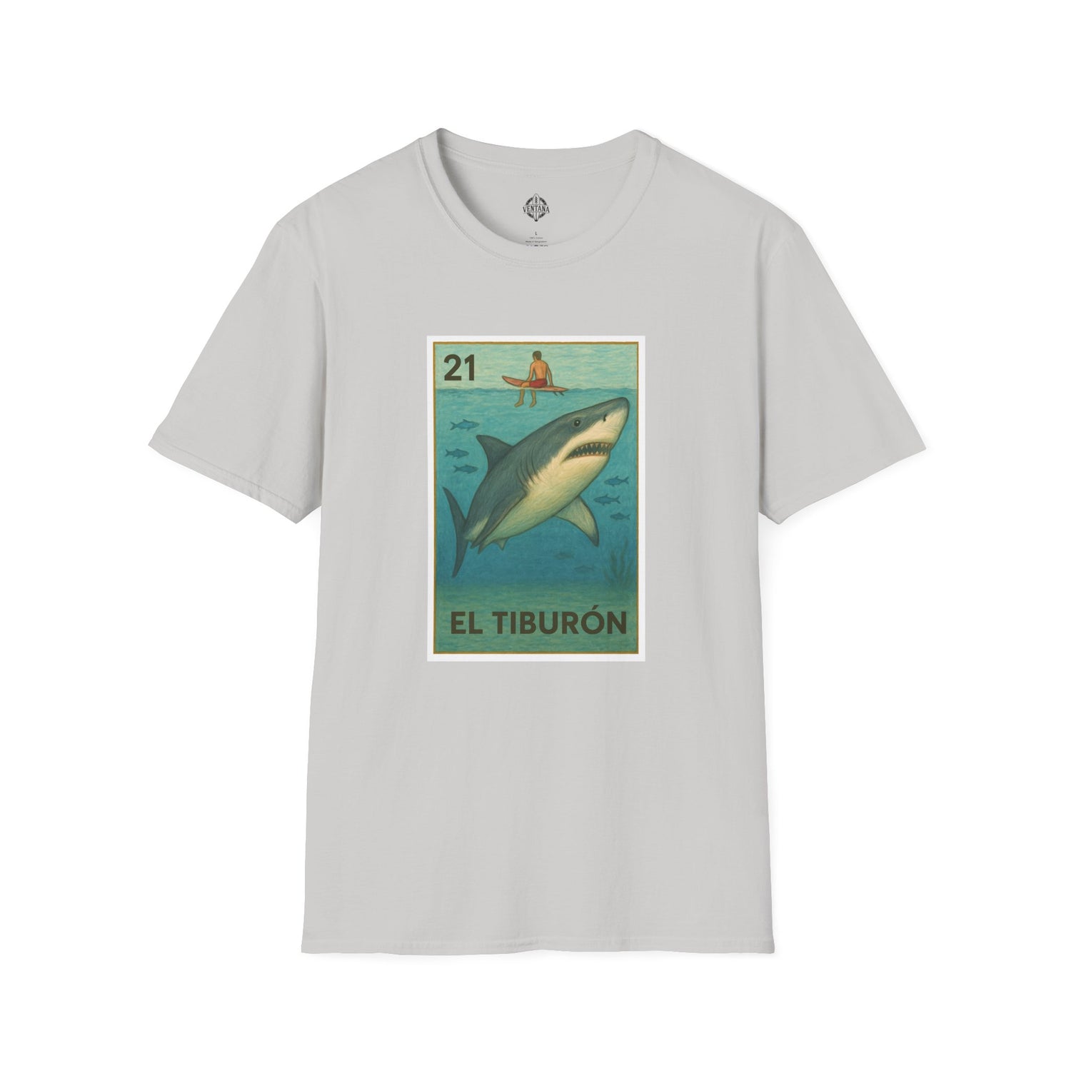 Shark Lotería Unisex - Soft Style U.S. Cotton T-Shirt (El Tiburón)