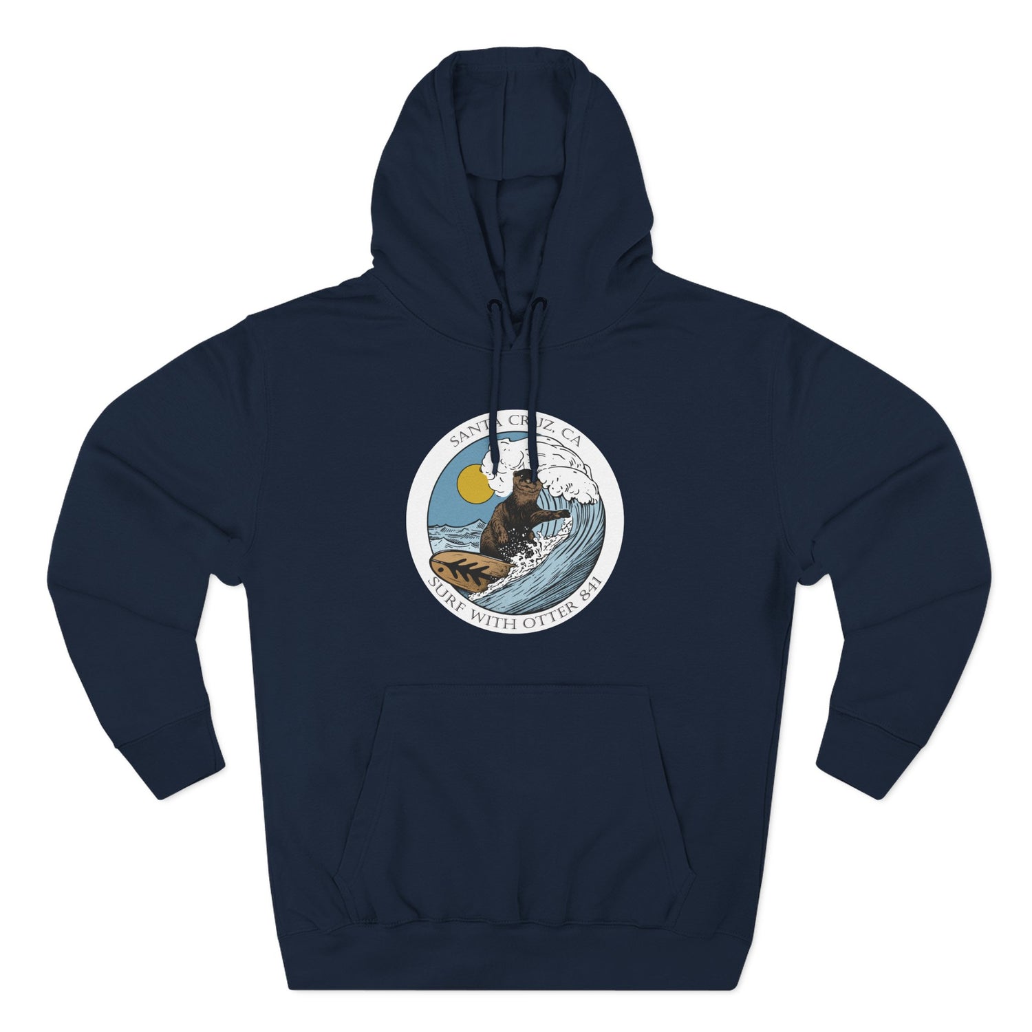 Surf with Otter 841 by Thiago Bianchini Unisex - Pull-Over Cotton Blend Fleece Hoodie