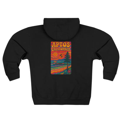 Aptos California Psychedelic Unisex - Zip Cotton Blend Fleece Hoodie