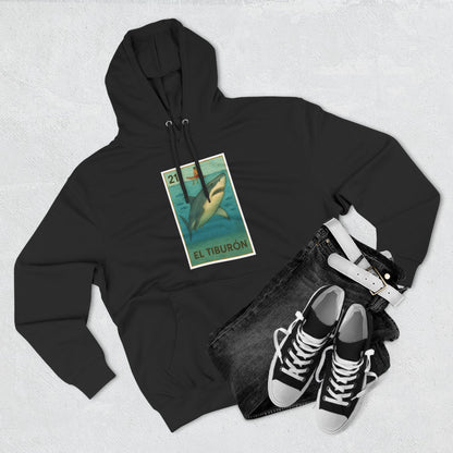 Shark Lotería Unisex - Pull-Over Cotton Blend Fleece Hoodie (El Tiburón)