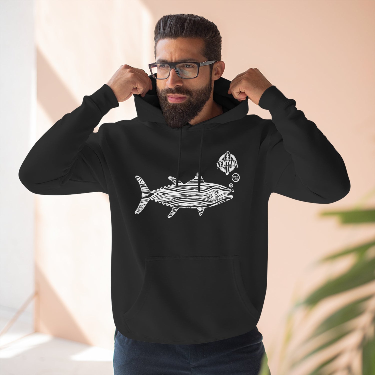 Ventana Wooden Tuna Unisex - Pull-Over Cotton Blend Fleece Hoodie
