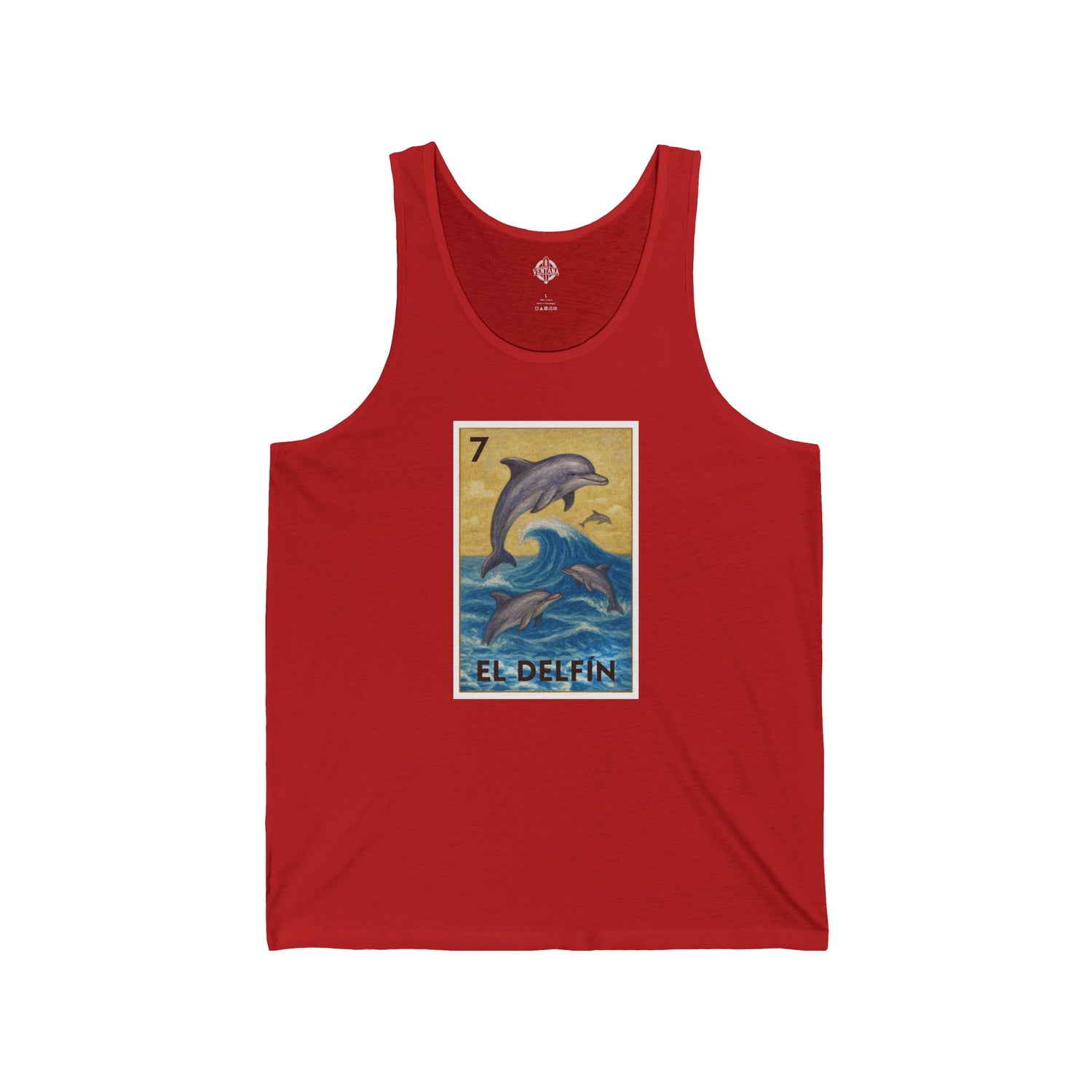 Dolphin Lotería - Cotton Jersey Tank Top Unisex (El Delfín)