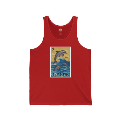 Dolphin Lotería - Cotton Jersey Tank Top Unisex (El Delfín)