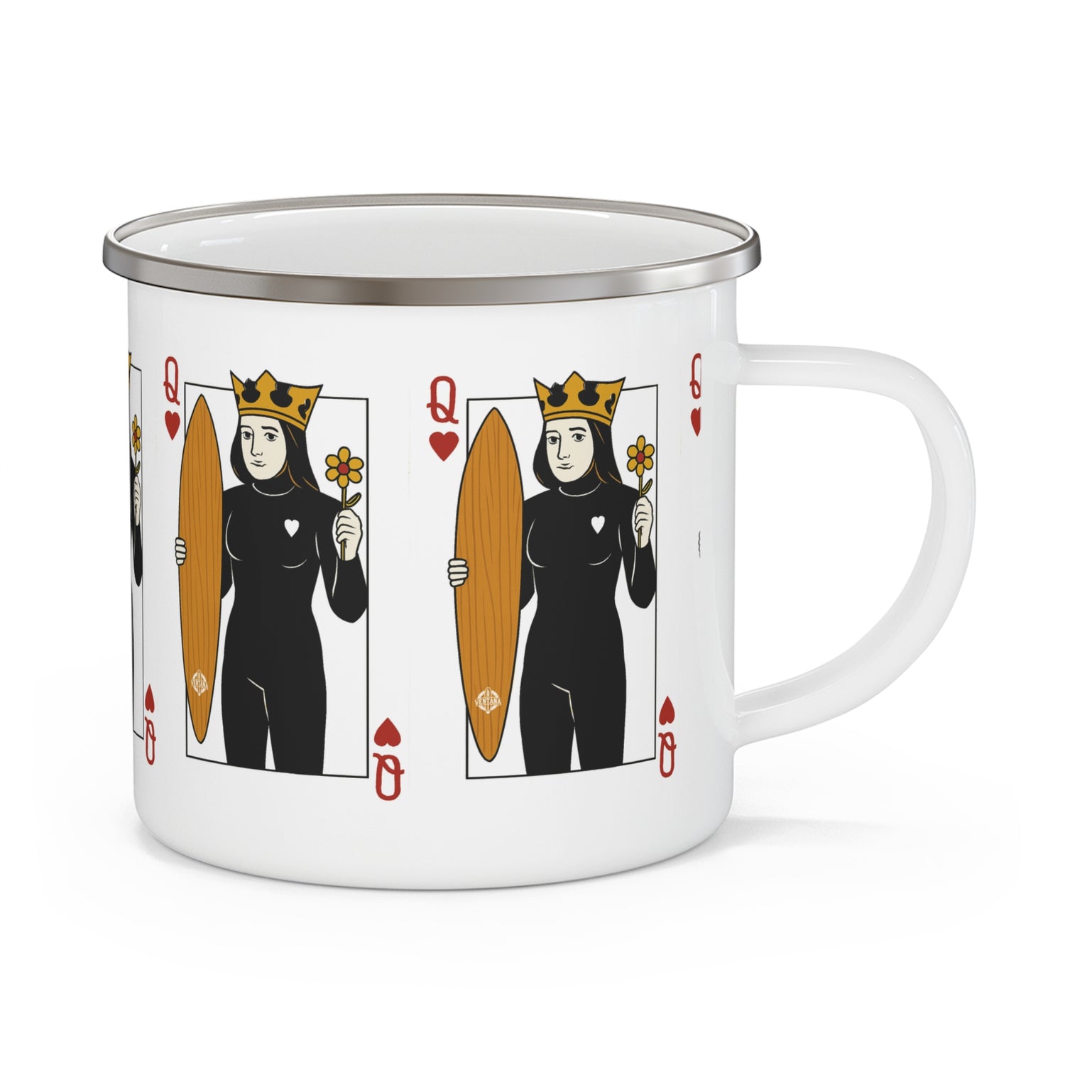 Queen of Hearts Enamel Camping Mug (12oz - small)
