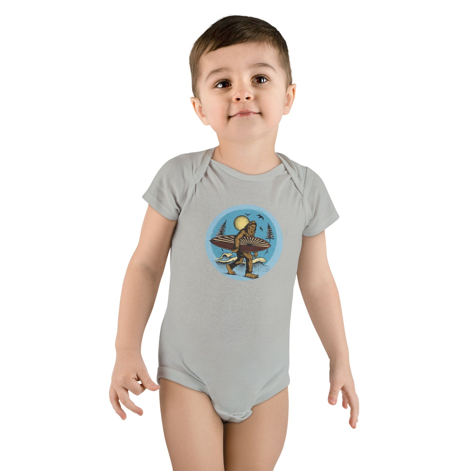 Ventana Surfsquatch by Thiago Bianchini - Baby Short Sleeve 100% Cotton Onesie