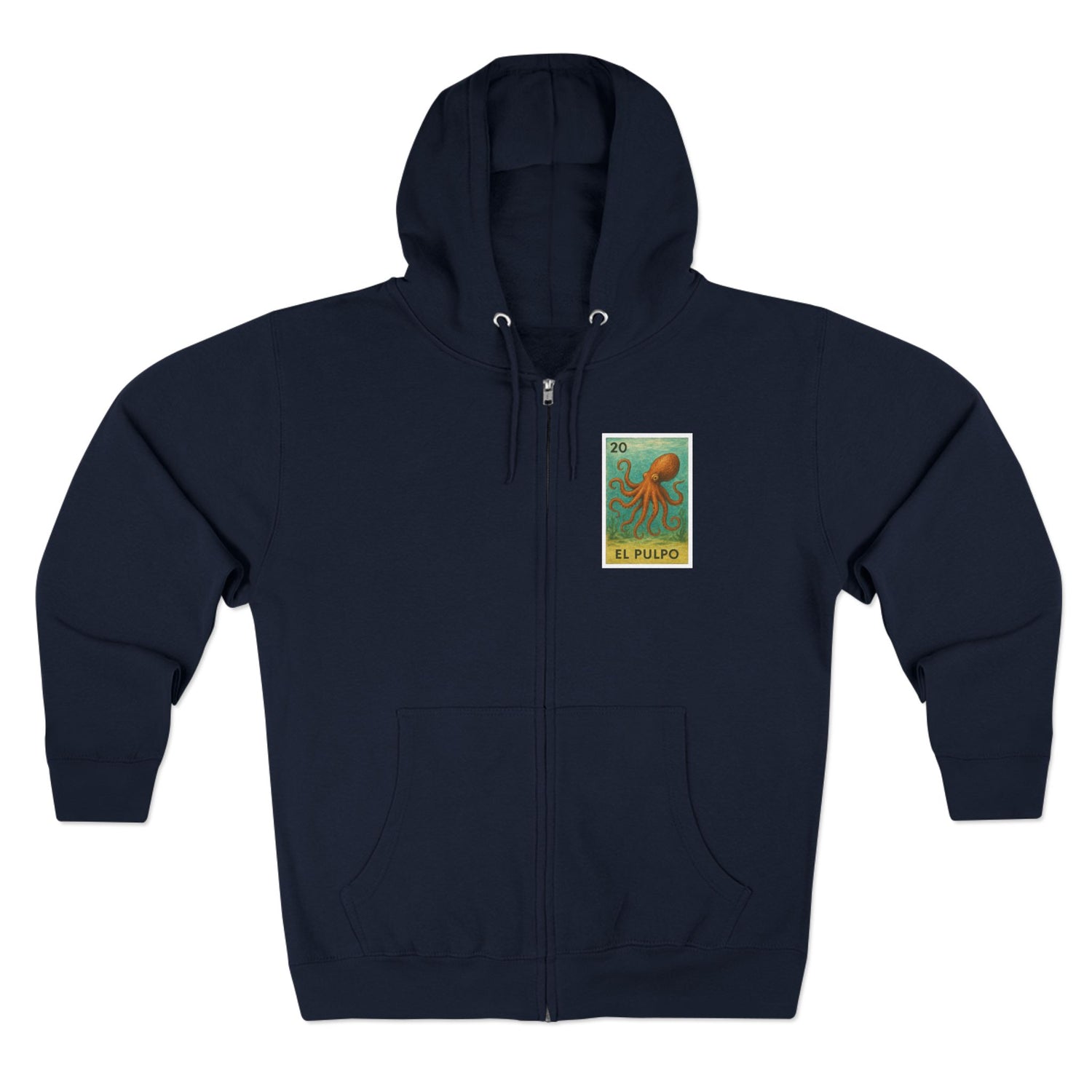 Octopus Lotería Unisex - Zip Cotton Blend Fleece Hoodie (El Pulpo)