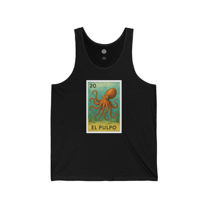 Black tank top with an octopus graphic and &