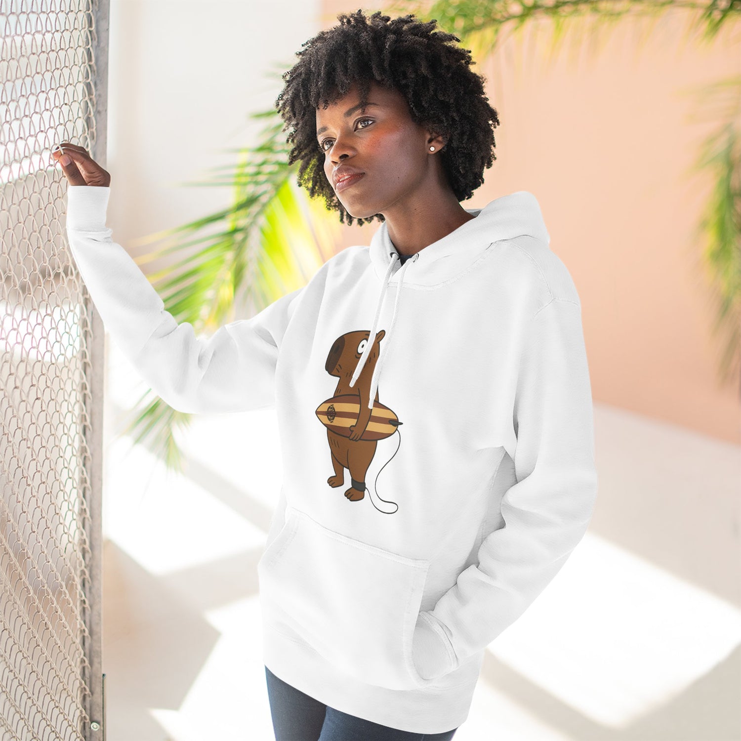 Capybara Surfer Unisex - Pull-Over Cotton Blend Fleece Hoodie