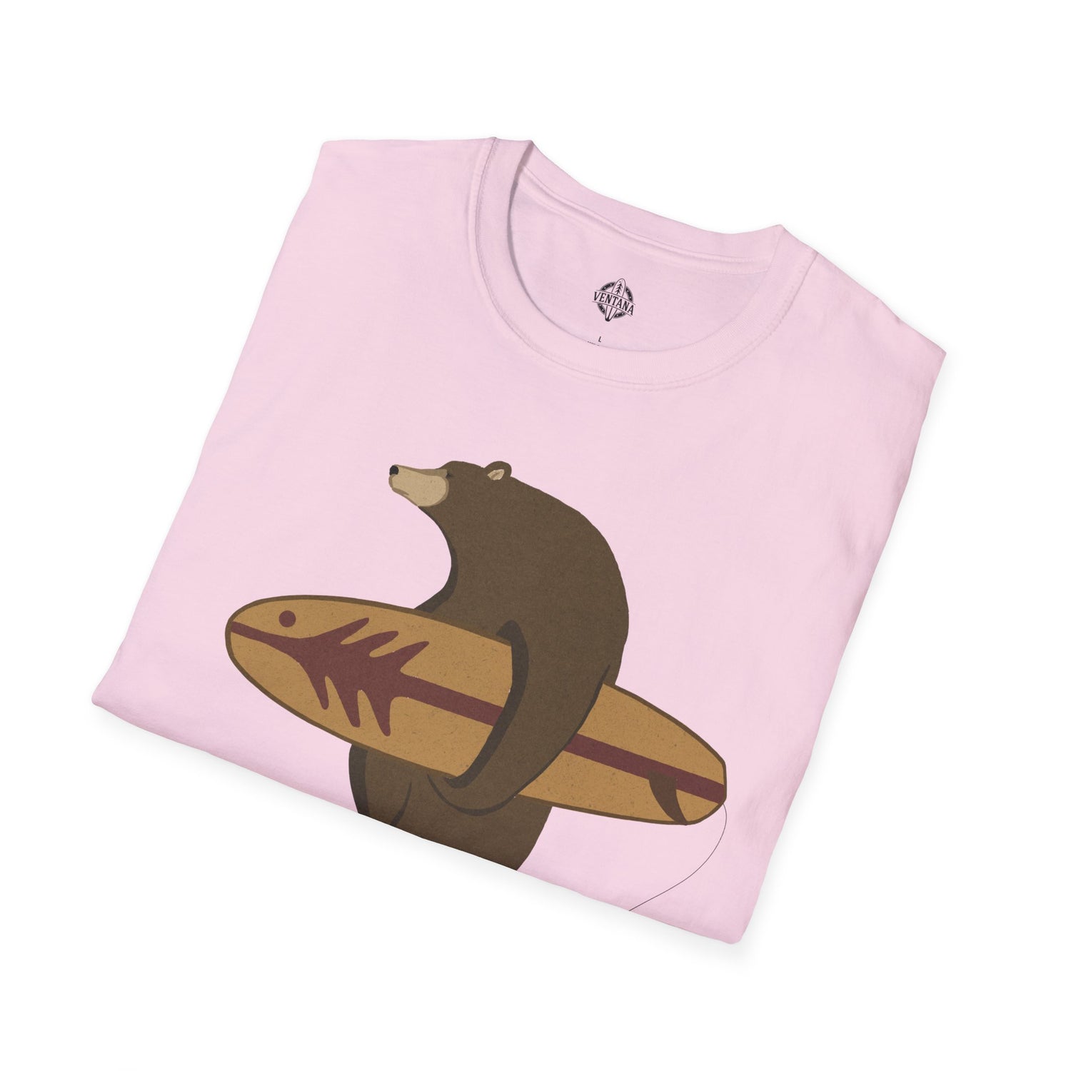 Surfing Grizzly Bear by Fabian Lavater Unisex - Soft Style U.S. Cotton T-Shirt