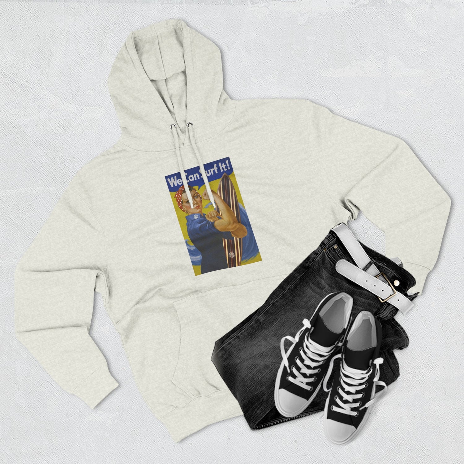 Rosie the Surfer - Pull-Over Cotton Blend Fleece Hoodie