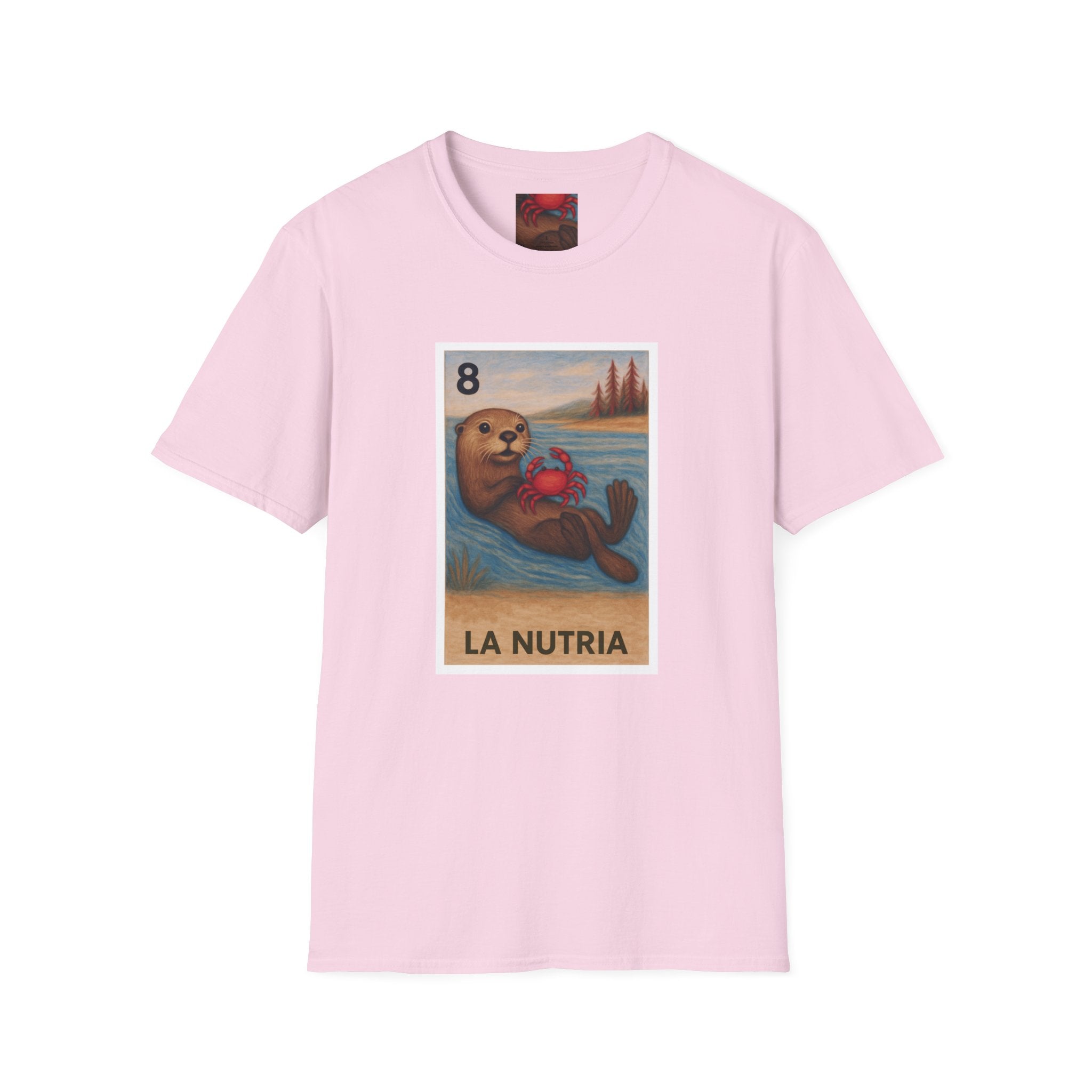 Sea Otter Lotería Unisex - Soft Style U.S. Cotton T-Shirt (La Nutria)