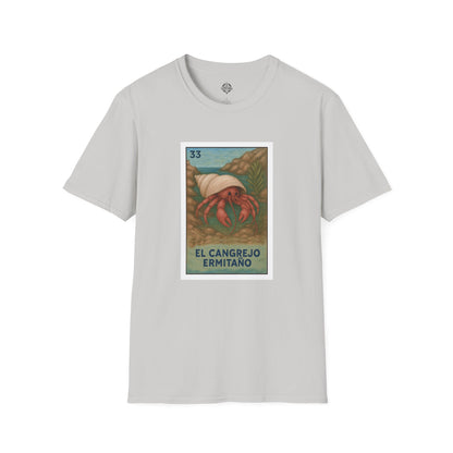 Hermit Crab Lotería Unisex - Soft Style U.S. Cotton T-Shirt (El Cangrejo Ermitaño)