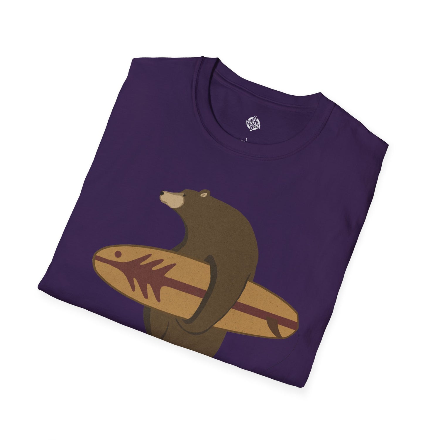 Surfing Grizzly Bear by Fabian Lavater Unisex - Soft Style U.S. Cotton T-Shirt