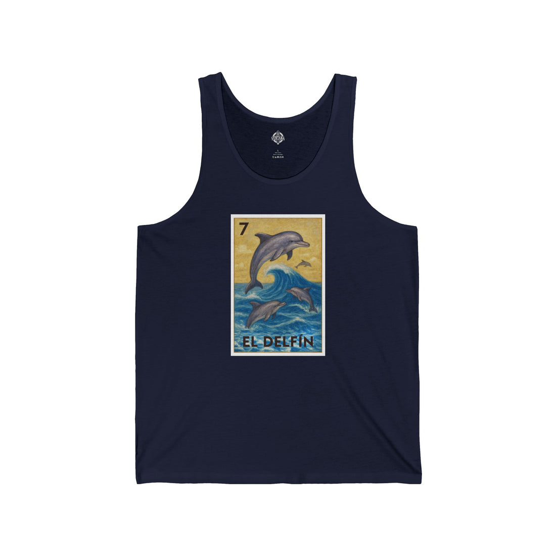 Dolphin Lotería - Cotton Jersey Tank Top Unisex (El Delfín)
