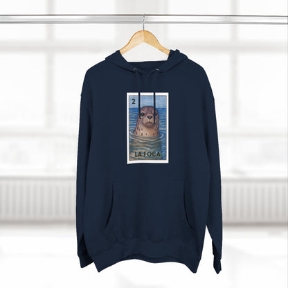 Seal Lotería Unisex - Pull-Over Cotton Blend Fleece Hoodie (La Foca)