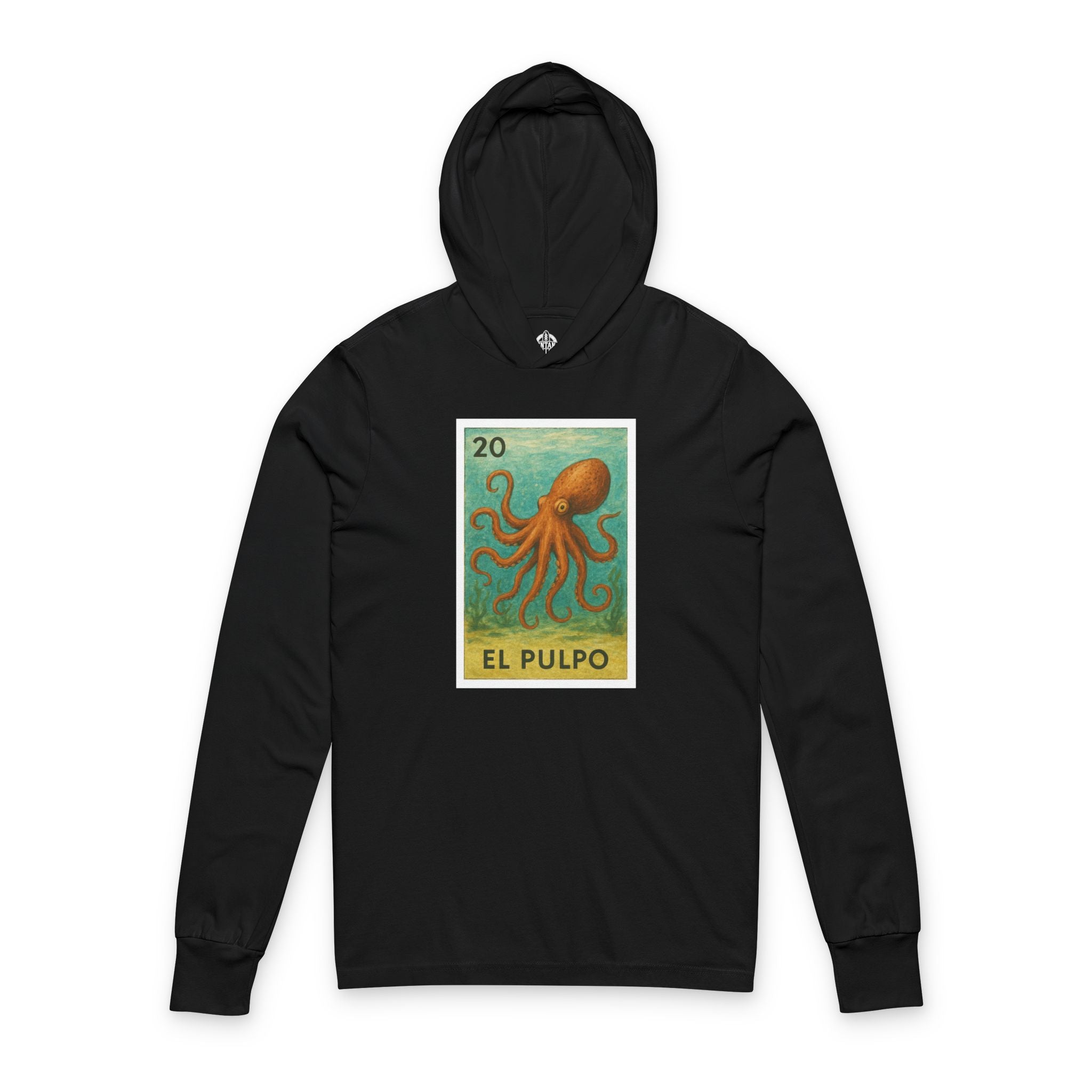 Black hoodie with an octopus design and &