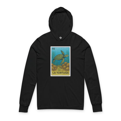 Turtle Lotería Unisex - Cotton Hooded Long Sleeve Hooded T-Shirt (La Tortuga)