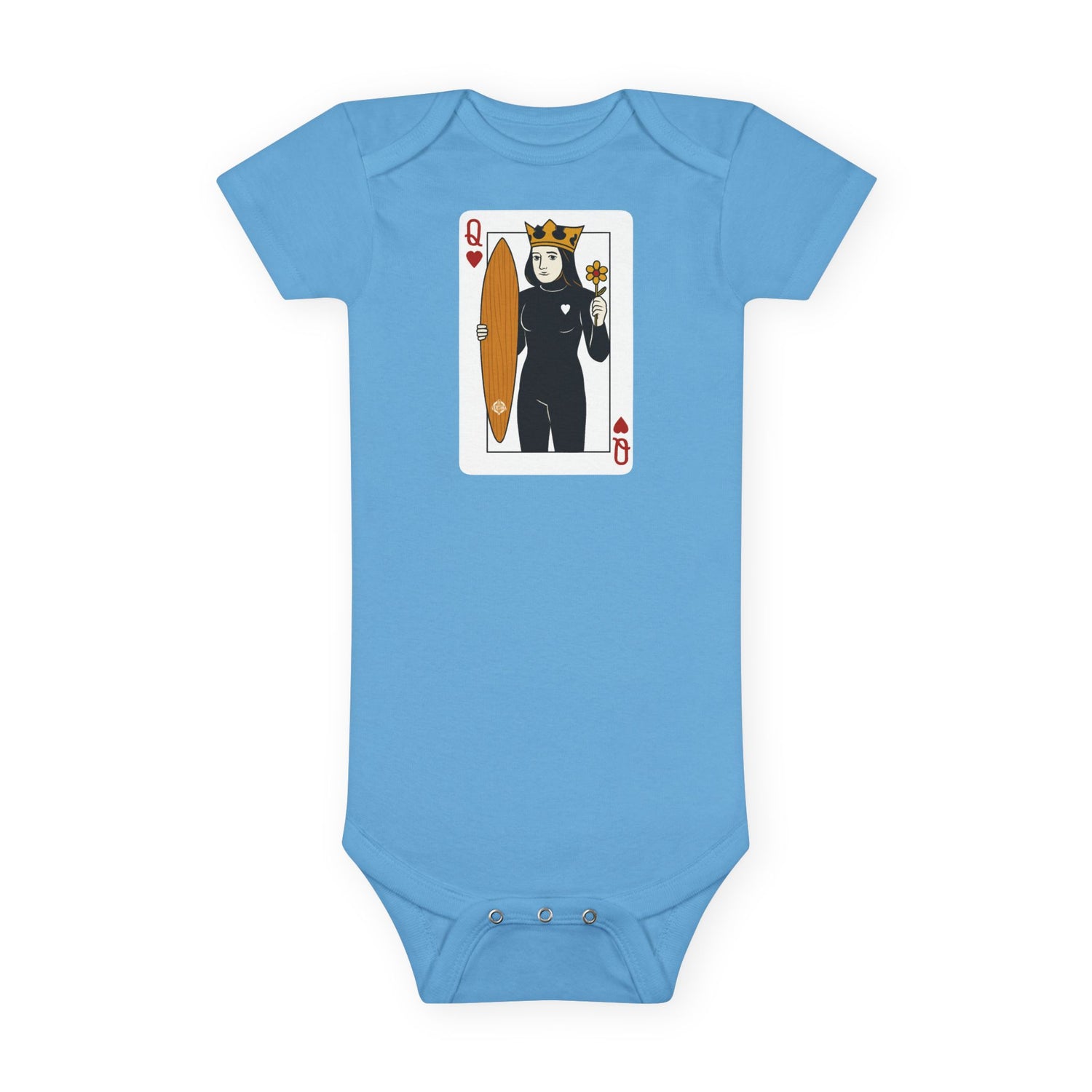 Queen of Hearts Surfer - Baby Short Sleeve 100% Cotton Onesie