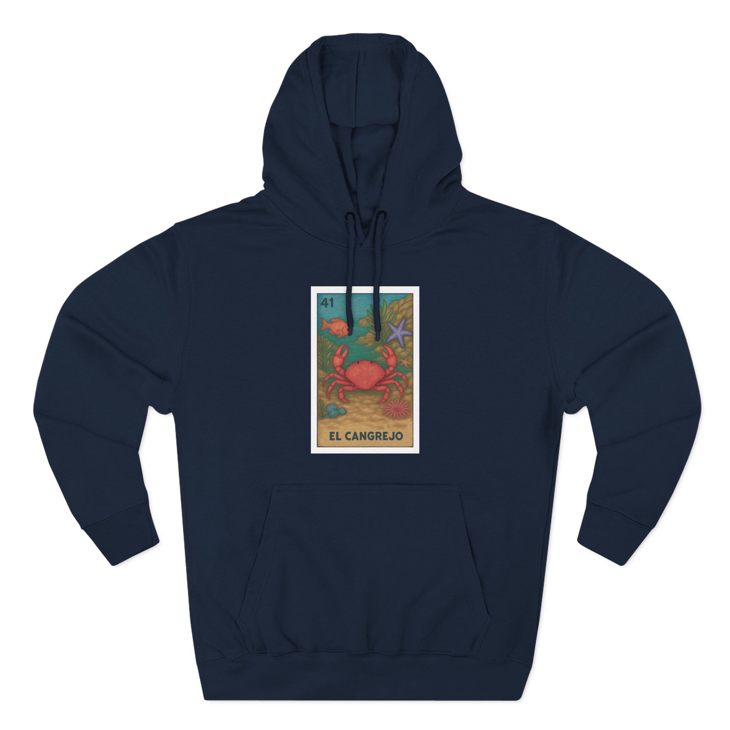 Crab Lotería Unisex - Pull-Over Cotton Blend Fleece Hoodie (El Cangrejo)