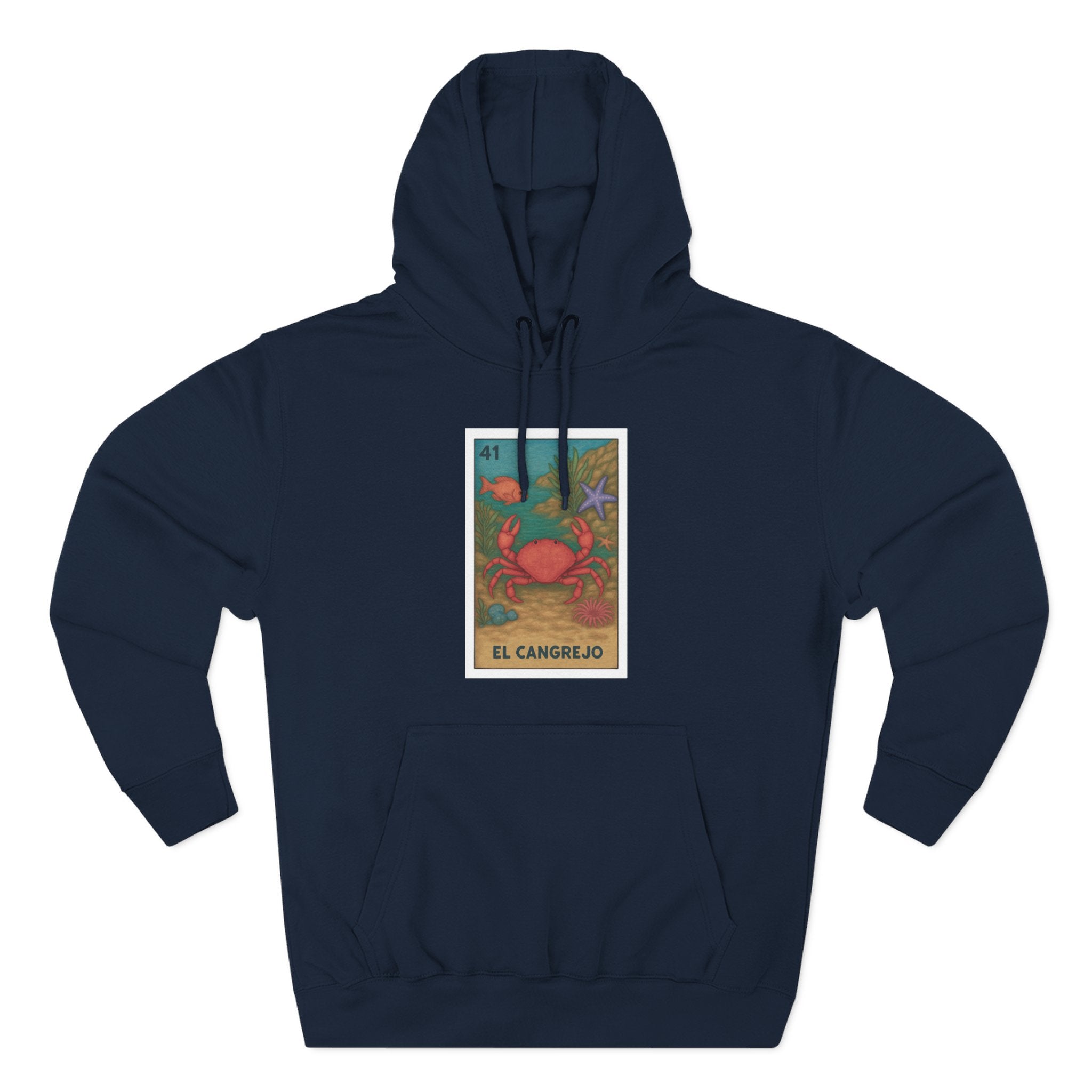 Crab Lotería Unisex - Pull-Over Cotton Blend Fleece Hoodie (El Cangrejo)
