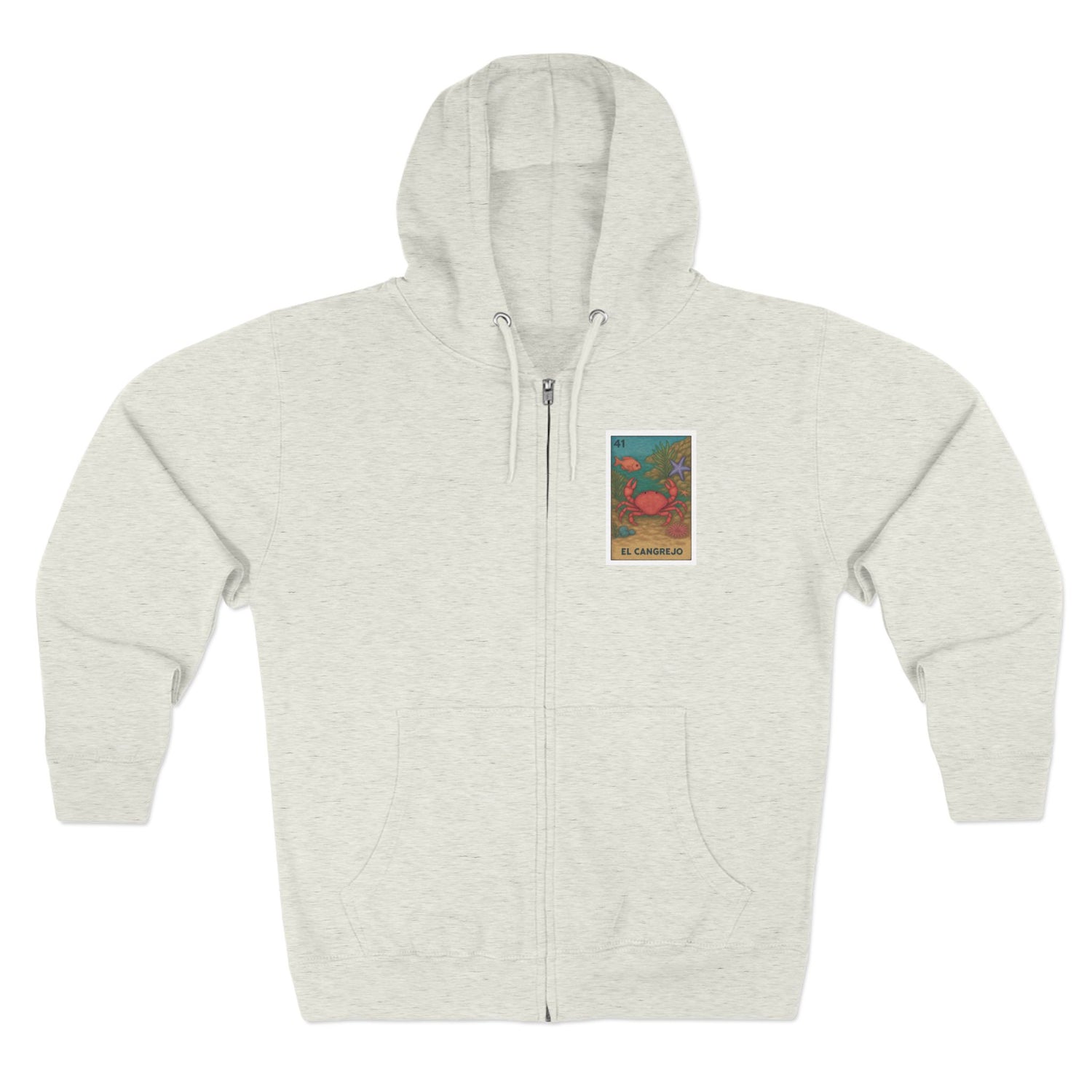 Crab Lotería Unisex - Zip Cotton Blend Fleece Hoodie (El Cangrejo)
