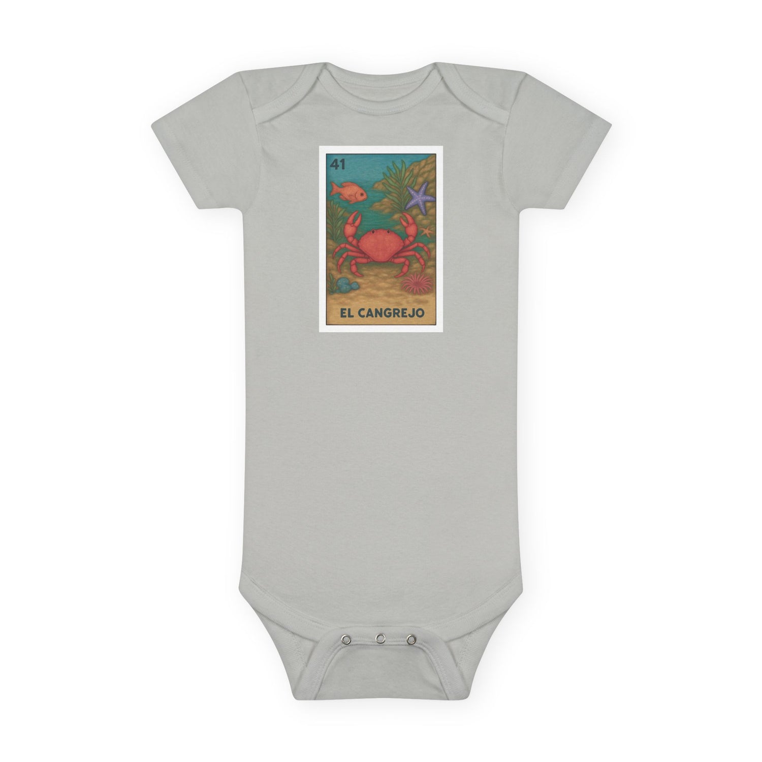 Crab Lotería - Baby Short Sleeve 100% Cotton Onesie (El Cangrejo)