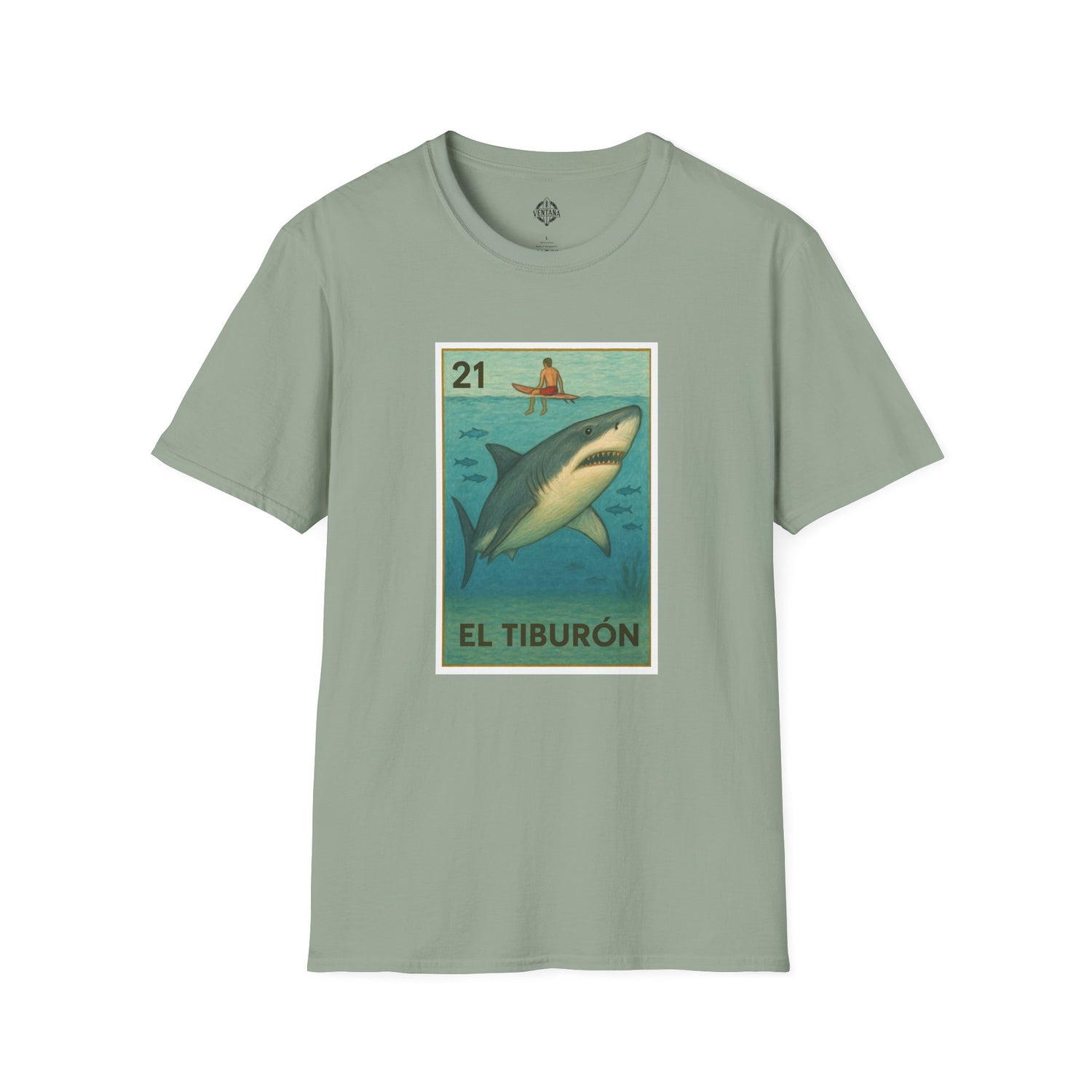 Shark Lotería Unisex - Soft Style U.S. Cotton T-Shirt (El Tiburón)