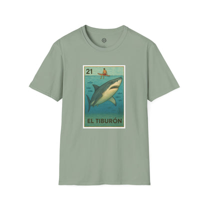 Shark Lotería Unisex - Soft Style U.S. Cotton T-Shirt (El Tiburón)
