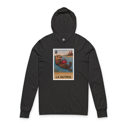 Sea Otter Lotería Unisex - Cotton Hooded Long Sleeve Hooded T-Shirt (La Nutria)